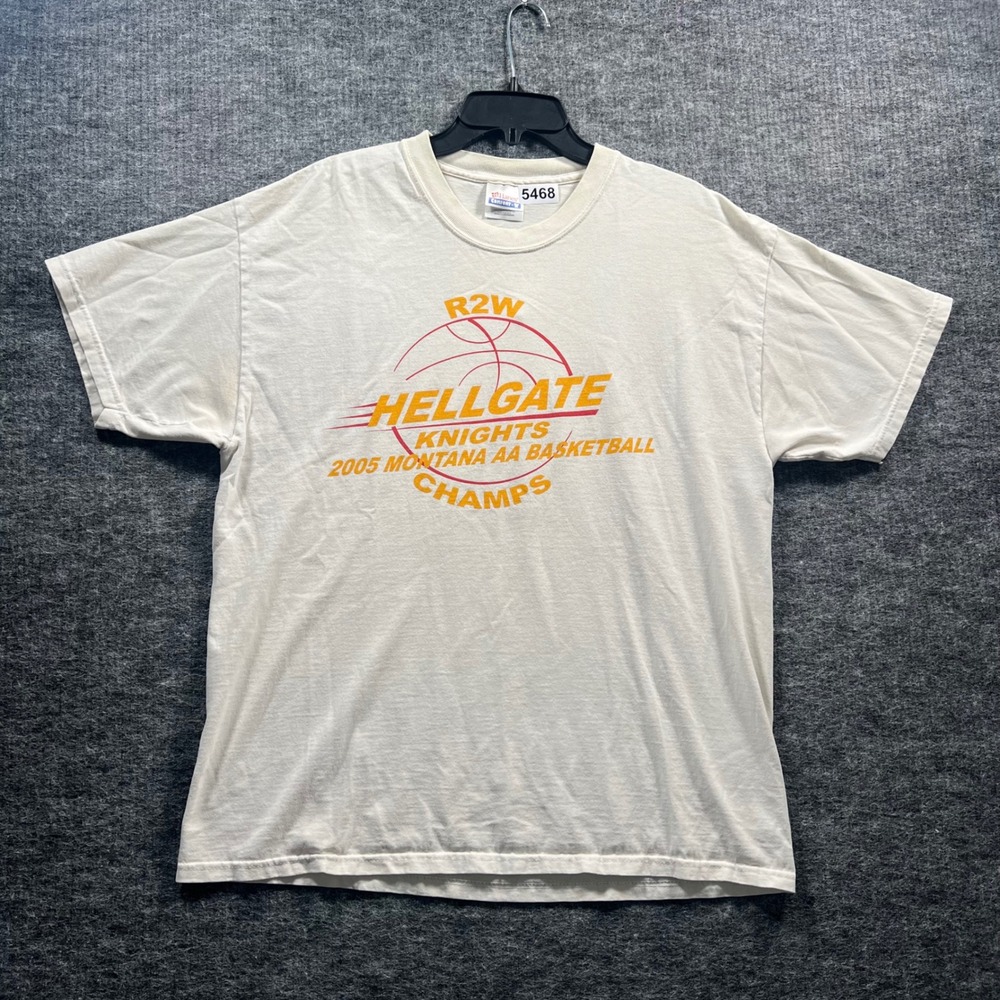 Hanes Hellgate Knights 2005 Montana AA Basketball Champs T-Shirt Mens Large